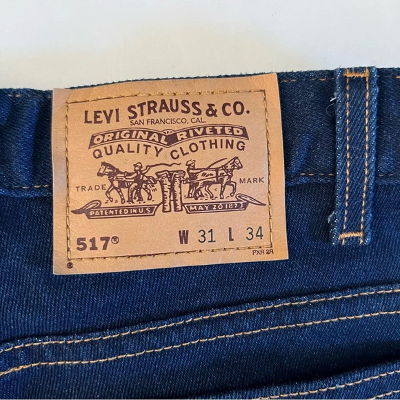 Vintage Levi’s 517 High Rise Bootcut Jeans 28 Waist 6 Tall Gold Black Label Dark - Picture 12 of 14